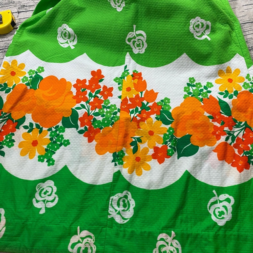 70s Malia Vtg Honolulu Green Neon Rainbow Island Hawaiian Maxi Dress Boho Floral - Picture 4 of 16